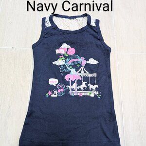 Girls Printed Cute Ribbed Cotton Blend Tank Top With Netted Back ,Soft and comfy